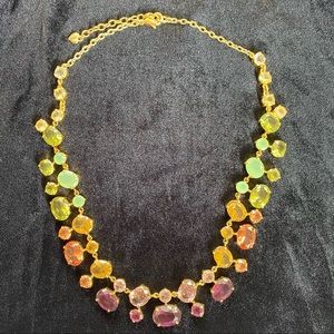 Rainbow Gemstone Goldtone Collar Necklace by Carolee Big Bling Pride Statement